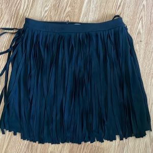 Black fringe suede skirt